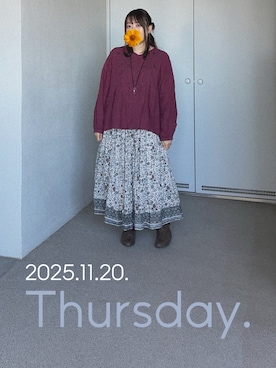 「アイテム（バレッタ/ヘアクリップ）」を使った、ゆめかさん（レディース・153cm）の秋コーディネート