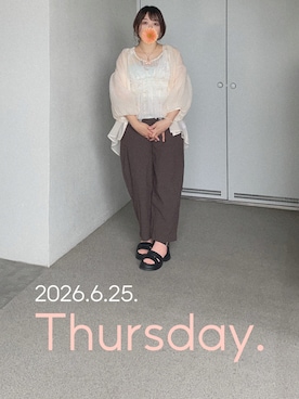 「ELENCARE DUE（エレンカーレデュエ）のアイテム（その他トップス、ホワイト系）」を使った、ゆめかさん（レディース・153cm）の夏コーディネート