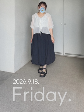 「Handmade（ハンドメイド）のアイテム（アクセサリー）」を使った、ゆめかさん（レディース・153cm）の秋コーディネート