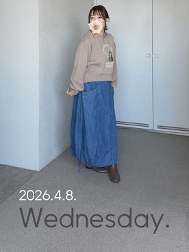 「アイテム（ブーティ）」を使った、ゆめかさん（レディース・153cm）の春コーディネート