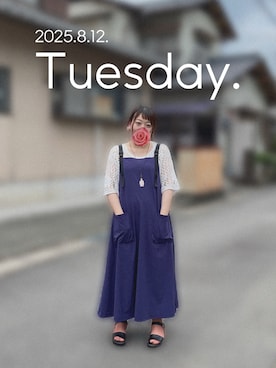 「アイテム（シュシュ）」を使った、ゆめかさん（レディース・153cm）の夏コーディネート