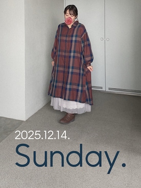「アイテム（シャツワンピース）」を使った、ゆめかさん（レディース・153cm）の冬コーディネート