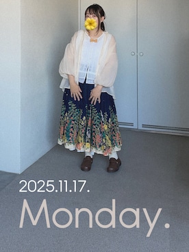 「アイテム（スリッポン）」を使った、ゆめかさん（レディース・153cm）の秋コーディネート