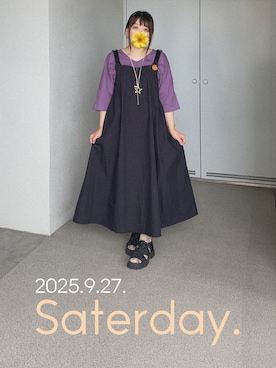 「アイテム（ジャンパースカート）」を使った、ゆめかさん（レディース・153cm）の秋コーディネート