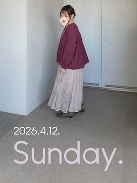 「アイテム（シュシュ）」を使った、ゆめかさん（レディース・153cm）の春コーディネート