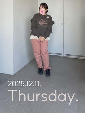 「アイテム（バレッタ/ヘアクリップ）」を使った、ゆめかさん（レディース・153cm）の冬コーディネート