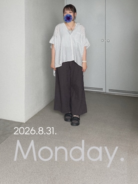 「不明のアイテム（シャツ/ブラウス、ホワイト系）」を使った、ゆめかさん（レディース・153cm）の秋コーディネート