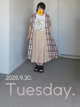 「アイテム（シャツワンピース）」を使った、ゆめかさん（レディース・153cm）の秋コーディネート