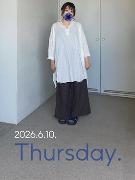 「Samansa Mos2（サマンサ モスモス）のアイテム（タンクトップ、ホワイト系）」を使った、ゆめかさん（レディース・153cm）の夏コーディネート