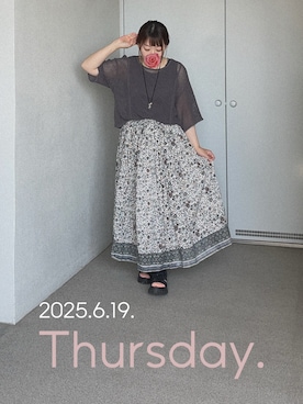 「rps（アールピーエス）のアイテム（スカート）」を使った、ゆめかさん（レディース・153cm）の夏コーディネート