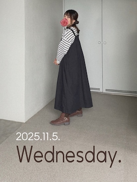 「アイテム（ピアス（片耳用））」を使った、ゆめかさん（レディース・153cm）の秋コーディネート