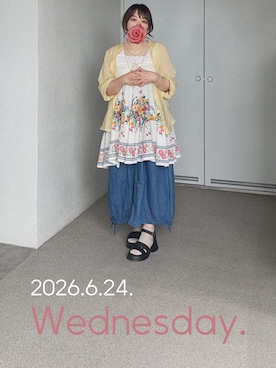 「ｎ’Or（ノアール）のアイテム（シャツ/ブラウス、イエロー系）」を使った、ゆめかさん（レディース・153cm）の夏コーディネート