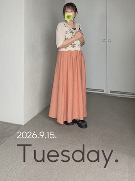 「Handmade（ハンドメイド）のアイテム（アクセサリー）」を使った、ゆめかさん（レディース・153cm）の秋コーディネート