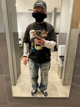 「Supreme （シュプリーム）のアイテム（帽子）」を使った、KZTFR@m.jpさん（メンズ・173cm）の春コーディネート