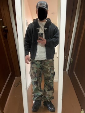 「Supreme （シュプリーム）のアイテム（帽子）」を使った、KZTFR@m.jpさん（メンズ・173cm）の春コーディネート