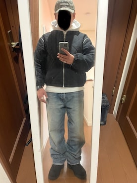 「アイテム（ノーカラージャケット）」を使った、KZTFR@m.jpさん（メンズ・173cm）の冬コーディネート