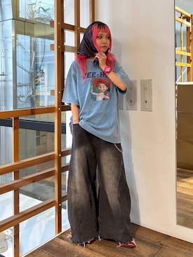 「RAGEBLUE（レイジブルー）のアイテム（デニムパンツ）」を使った、るったんさん（レディース・150cm）の夏コーディネート
