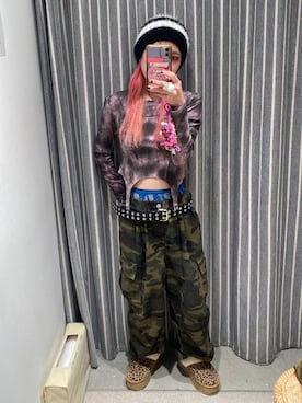 「FOREVER 21（フォーエバー トゥエンティーワン）のアイテム（カーゴパンツ）」を使った、るったんさん（レディース・150cm）の秋コーディネート