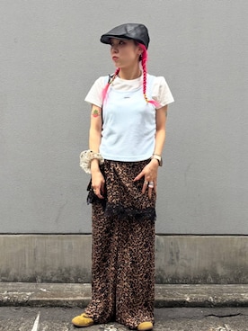 「RAGEBLUE（レイジブルー）のKINCHAKU BAG（ショルダーバッグ、ブラック系）」を使った、るったんさん（レディース・150cm）の夏コーディネート