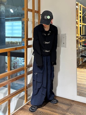 「RAGEBLUE（レイジブルー）のレースフリルロンT（Tシャツ/カットソー、ブラック系）」を使った、るったんさん（レディース・150cm）の秋コーディネート