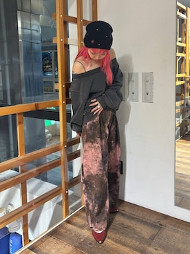 「RAGEBLUE（レイジブルー）の裏毛ワンショルプルオーバー（スウェット、ブラック系）」を使った、るったんさん（レディース・150cm）の秋コーディネート