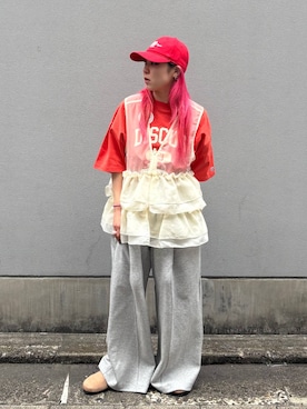 「RAGEBLUE（レイジブルー）のアイテム（キャップ）」を使った、るったんさん（レディース・150cm）の春コーディネート