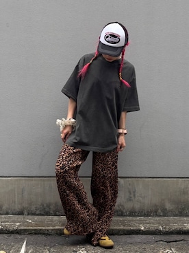 「RAGEBLUE（レイジブルー）のシカゴロゴメッシュCAP（キャップ、ブラック系）」を使った、るったんさん（レディース・150cm）の夏コーディネート