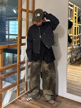 「RAGEBLUE（レイジブルー）のアシメレースインナーキャミ（Tシャツ/カットソー、ブラック系）」を使った、るったんさん（レディース・150cm）の秋コーディネート
