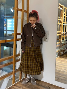 「RAGEBLUE（レイジブルー）の＜adidas/アディダス＞TOKYO W（スニーカー、ブラウン系）」を使った、るったんさん（レディース・150cm）の秋コーディネート