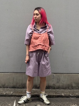 「RAGEBLUE（レイジブルー）の＜POLO BCS/ポロ・ビーシーエス＞別注/チェックイージーショートパンツ（その他パンツ、その他）」を使った、るったんさん（レディース・150cm）の春コーディネート