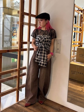 「RAGEBLUE（レイジブルー）のガーターレースT（Tシャツ/カットソー、ブラック系）」を使った、るったんさん（レディース・150cm）の夏コーディネート