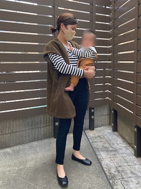 「スキニー」｜「アイテム（ノーカラージャケット）」を使った、なみなみなさん（レディース・156cm）の秋コーディネート