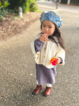 「H&M（エイチ・アンド・エム）のアイテム（ブーツ）」を使った、myさん（キッズ・90cm）の秋コーディネート