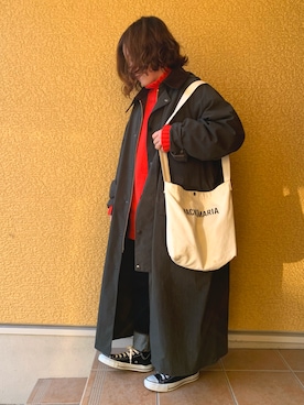 「アイテム（その他アウター、グリーン系）」を使った、minachiさん（レディース・153cm）の春コーディネート