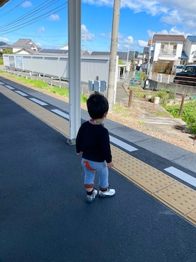 「KP BOY（ケーピーボーイ）のアイテム」を使った、Amiさん（キッズ・80cm）の秋コーディネート