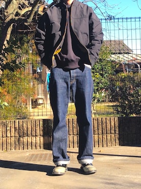 「schott（ショット）のアイテム（パンツ）」を使った、Chigahara Kouさん（メンズ・172cm）の冬コーディネート