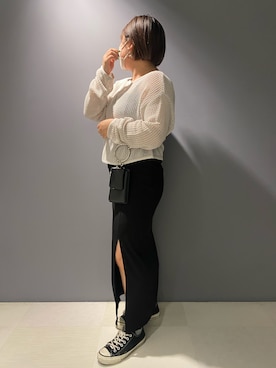 「CONVERSE（コンバース）のCONVERSE コンバース オール スター オックス / ALL STAR OX(BLACK) 32160321（スニーカー）」を使った、souno_niceclaupさん（レディース・156cm・20代）の春コーディネート