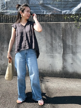 「YANUK（ヤヌーク）のアイテム（デニムパンツ）」を使った、ukiさん（骨格ナチュラル・レディース・155cm）の夏コーディネート