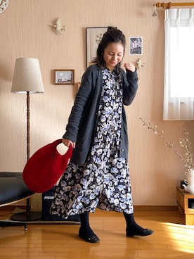 「niko and...（ニコアンド）のアイテム（ワンピース/ドレス）」を使った、ukiさん（骨格ナチュラル・レディース・154cm）の冬コーディネート