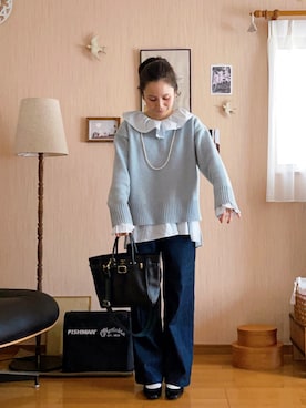 「YANUK（ヤヌーク）のアイテム（デニムパンツ）」を使った、ukiさん（骨格ナチュラル・レディース・154cm）の冬コーディネート