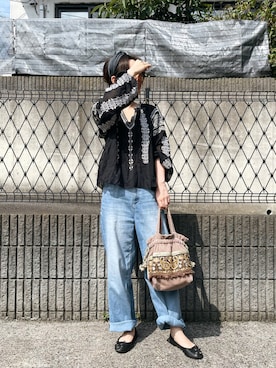 「YANUK（ヤヌーク）のアイテム（デニムパンツ）」を使った、ukiさん（骨格ナチュラル・レディース・155cm）の秋コーディネート