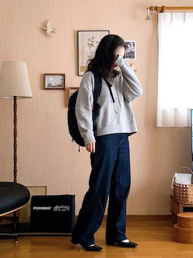 「YANUK（ヤヌーク）のアイテム（デニムパンツ）」を使った、ukiさん（骨格ナチュラル・レディース・154cm）の冬コーディネート