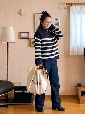 「YANUK（ヤヌーク）のアイテム（デニムパンツ）」を使った、ukiさん（骨格ナチュラル・レディース・154cm）の冬コーディネート