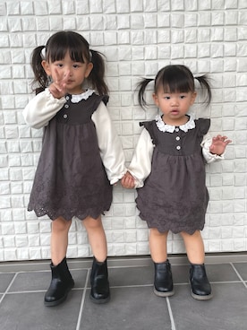 「おんなのこコーデ」｜「アイテム（ブーツ）」を使った、suzuran♡sister'sさん（キッズ・90cm）の春コーディネート