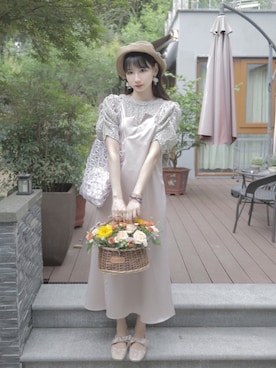「ビーズバッグ」｜「アイテム（帽子）」を使った、▪️𝑲𝒂𝒈𝒆𝒌𝒐▪️さん（レディース・168cm）の夏コーディネート