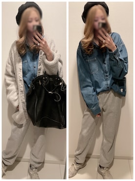 「ボア」｜「アイテム（ハンチング/ベレー帽）」を使った、mik_.さん（レディース・162cm）の冬コーディネート