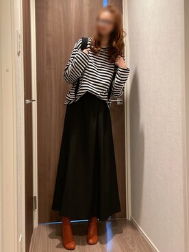 「LOWRYS FARM（ローリーズファーム）のストレッチヒールブーツ　851418（ブーツ）」を使った、mik_.さん（レディース・162cm）の秋コーディネート