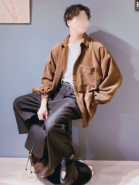 「アイテム（シャツ/ブラウス、ブラウン系）」を使った、yukさん（メンズ・177cm）の春コーディネート