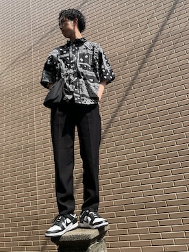 「Yohji Yamamoto（ヨウジヤマモト）のアイテム（バッグ）」を使った、kaito kageyamaさん（メンズ・176cm）の春コーディネート