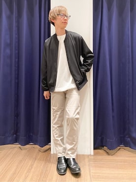 「THE SHOP TK （ザ ショップ ティーケー ）の累計売上40万本突破！！7DAYSストレッチへリンボンパンツ　【Sサイズ～/5色展開/ON⇔OFF兼用/ストレッチ/洗濯機OK】（その他パンツ、ベージュ系）」を使った、つーじーさん（メンズ・168cm）の冬コーディネート